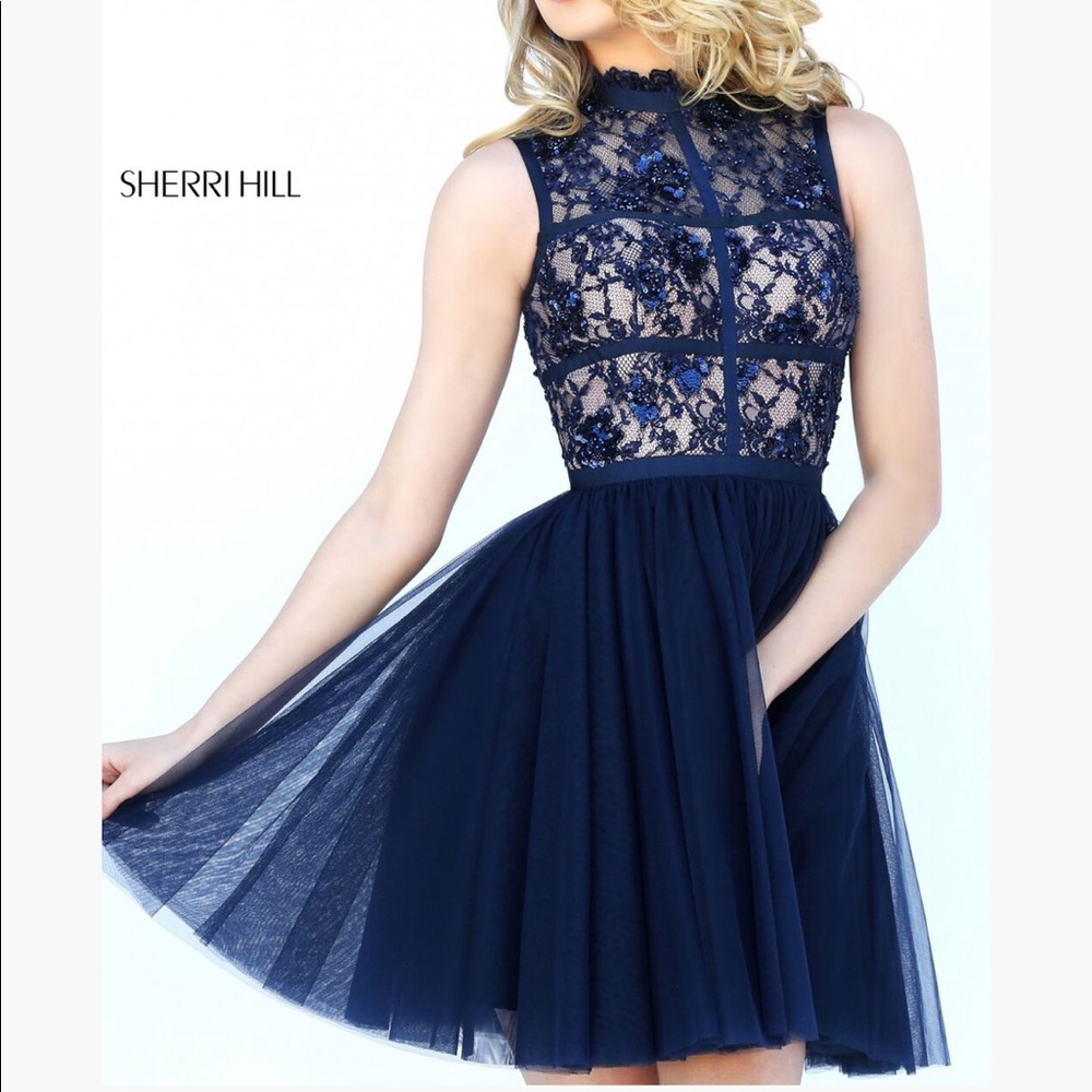 Sherri Hill Navy Cocktail Dress